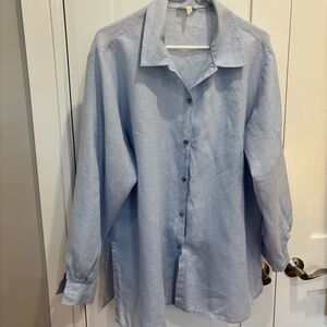 Eileen Fisher Blue Linen Button-down Shirt.size 1X